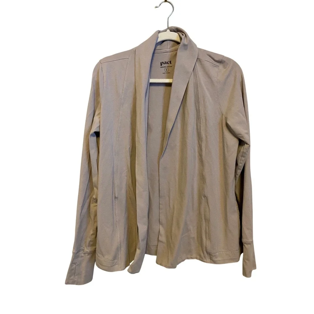 Pact Airplane Cardigan Open Front Long Sleeve Organic Cotton Size Small - Picture 1 of 7